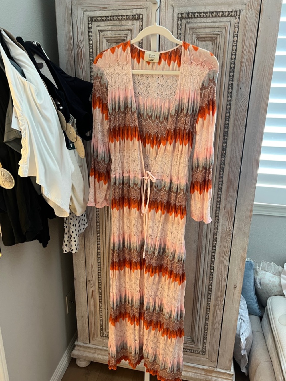DX Collection Chevron Knit Maxi Dress in Pink, Orange & Brown